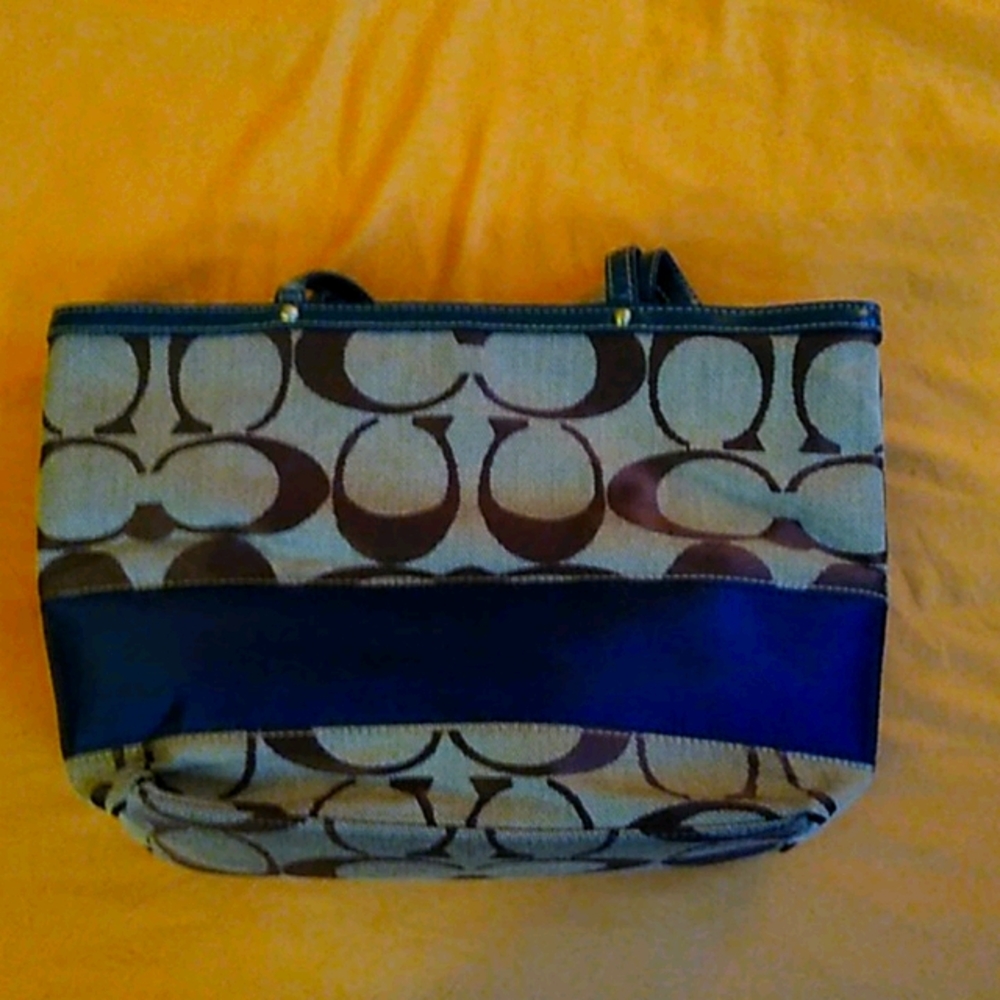 COACH large brown/tan and blue.